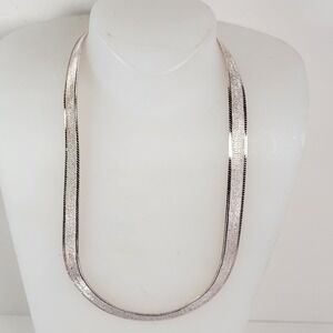 Milor Italy 925 Wide Herringbone Necklace Textured Sterling Silver 23g 8.6mm